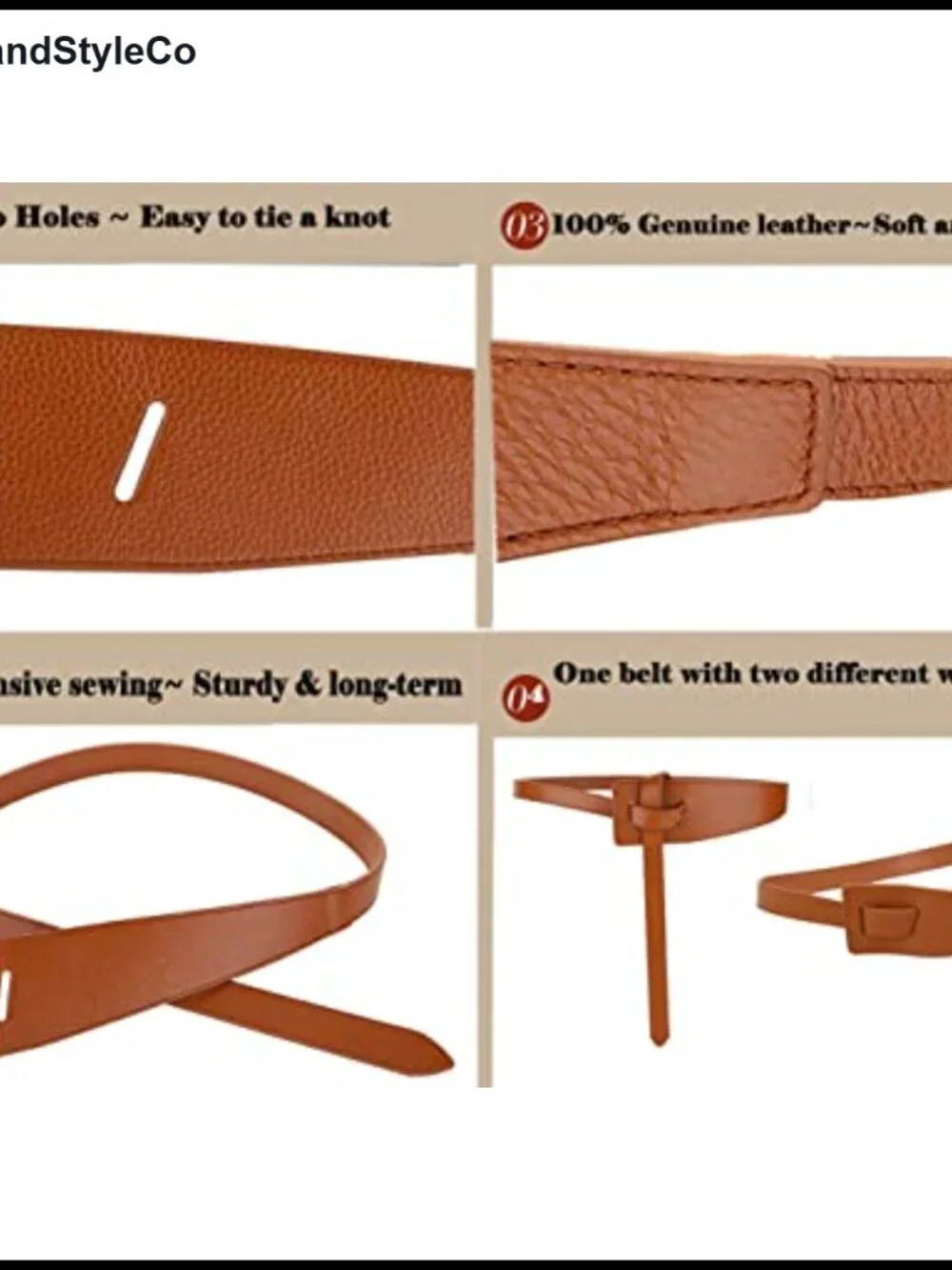 Genuine Leather Tie Knot Waist Belt for Women